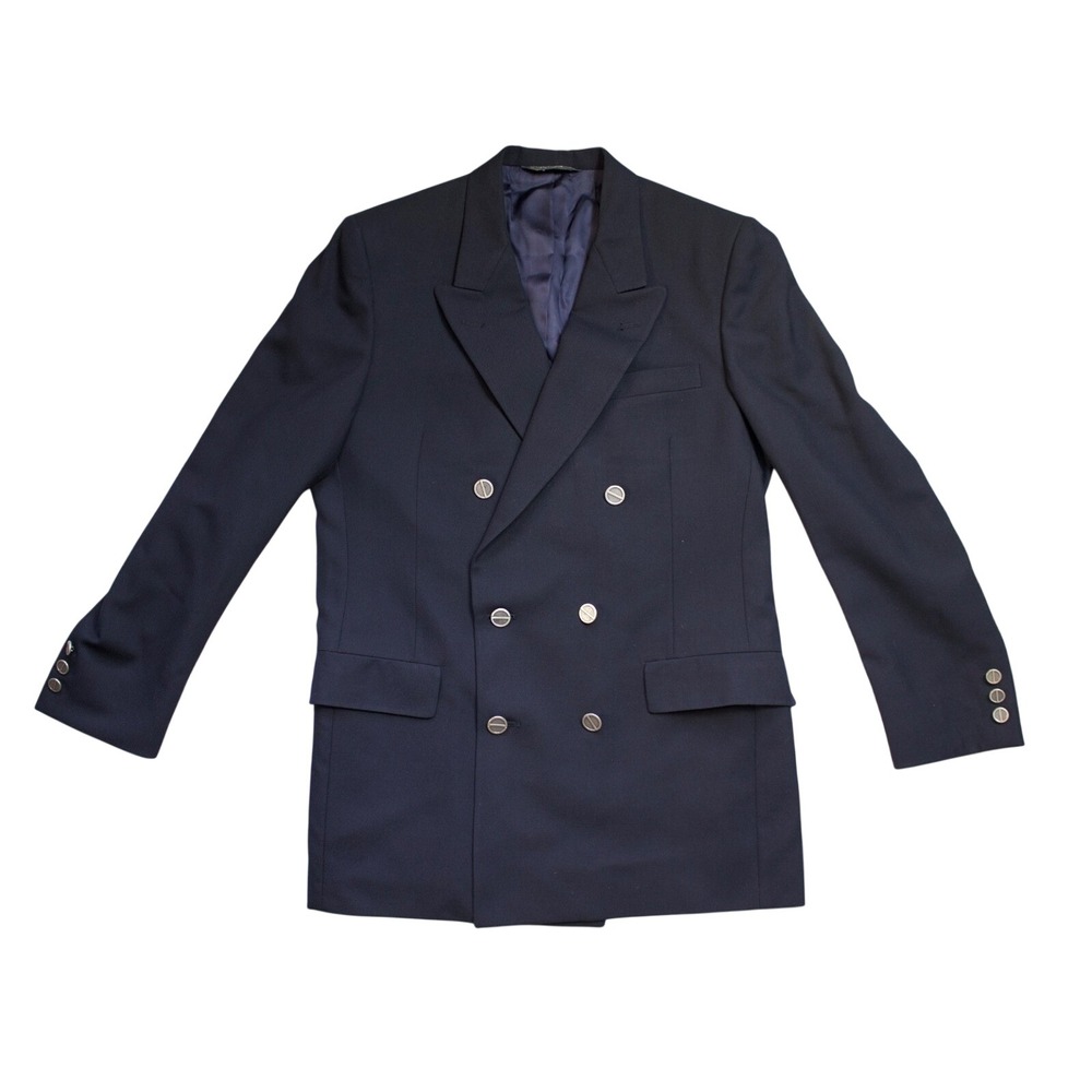 VTG Christian Dior Monsieur Navy Double Breasted Blazer Silver Buttons 40L? READ